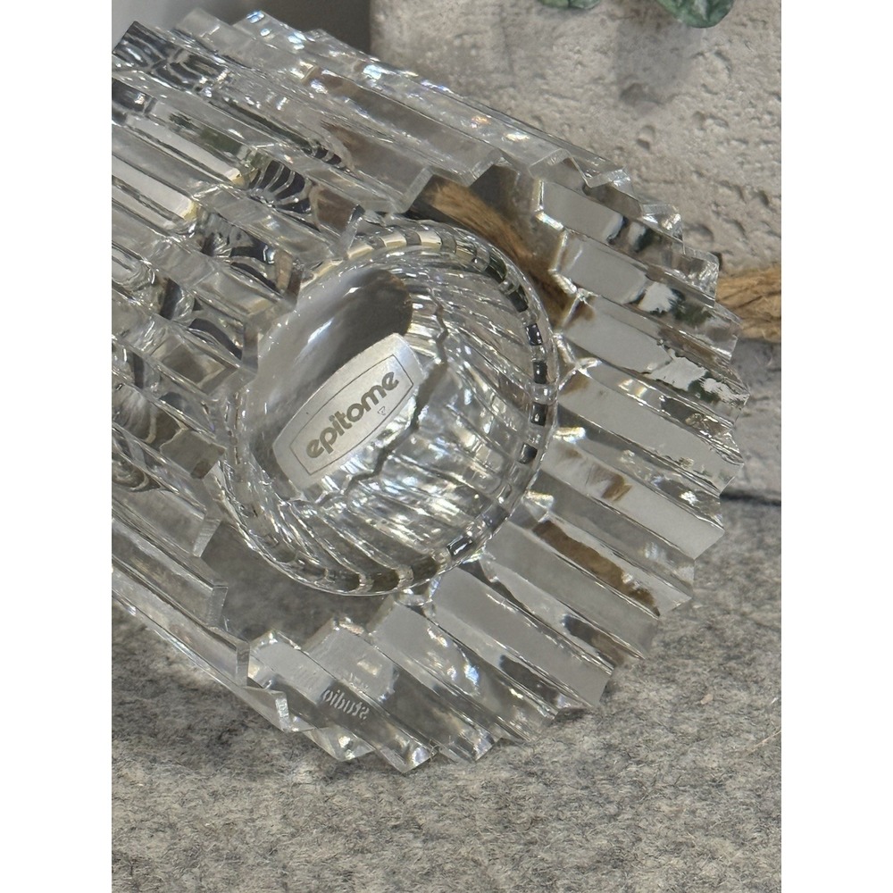 Rosenthal Studio Line Crystal Candle Holder Ribbed Pattern Clear - Picture 3 of 7